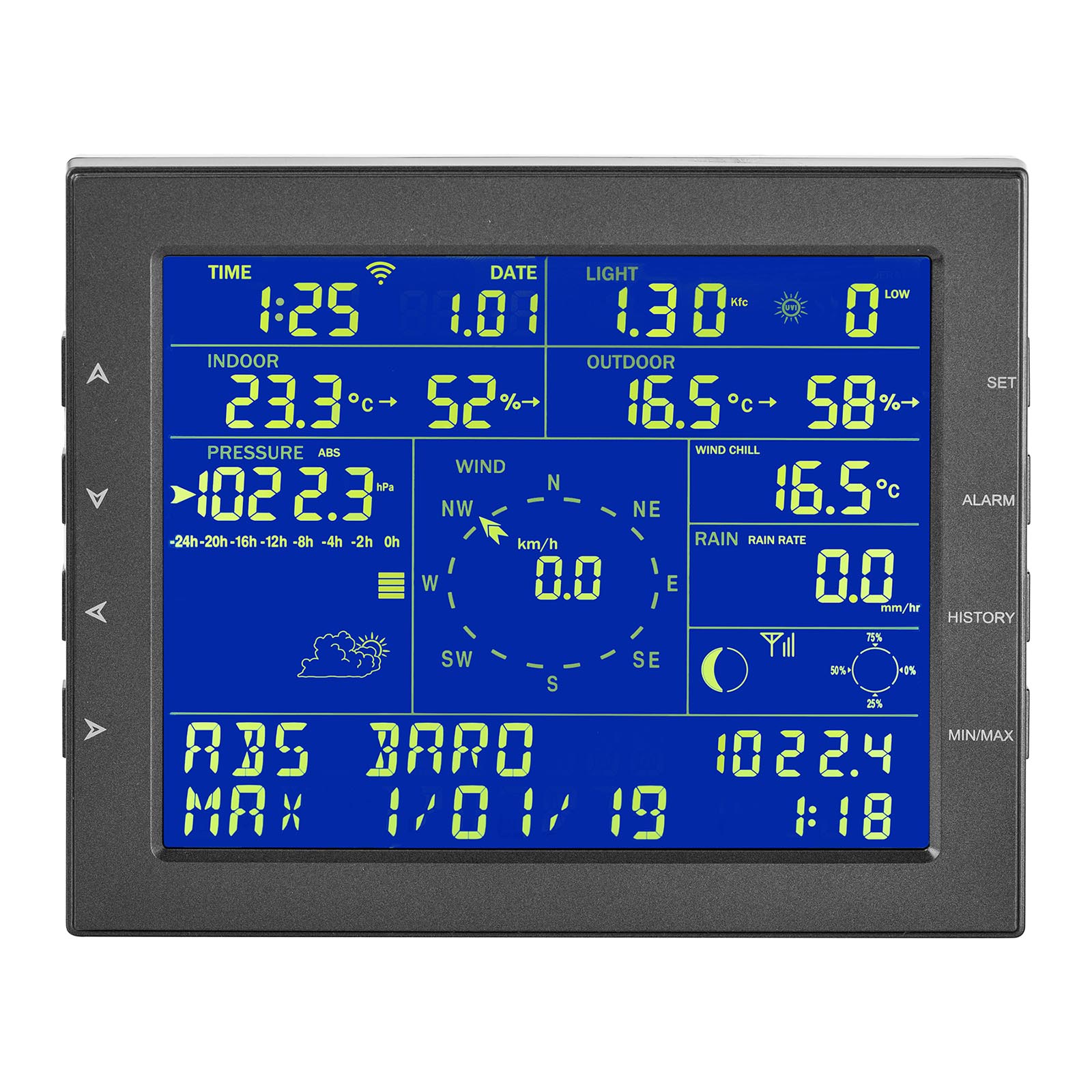 Estación meteorológica wifi LCD 6,89 memoria interna sensor para